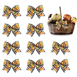 Hying Fall Bows for Wreath, Plaid Sunflower Harvest Wreath Bows for Thanksgiving Decor, Indoor Outdoor Wall Tree Topper Autumn Decoration Supplies Ornament