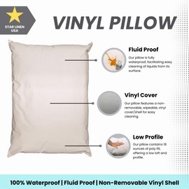 Marquis Mills 2 Pack MediCheck White Vinyl Covered Bed Pillows - Wipeable Easy Clean - Soft Low Profile Non-Fluffy Support - Not an Encasement or Zippered Protector - 20 in x 26 in - Standard | Marquis Mills