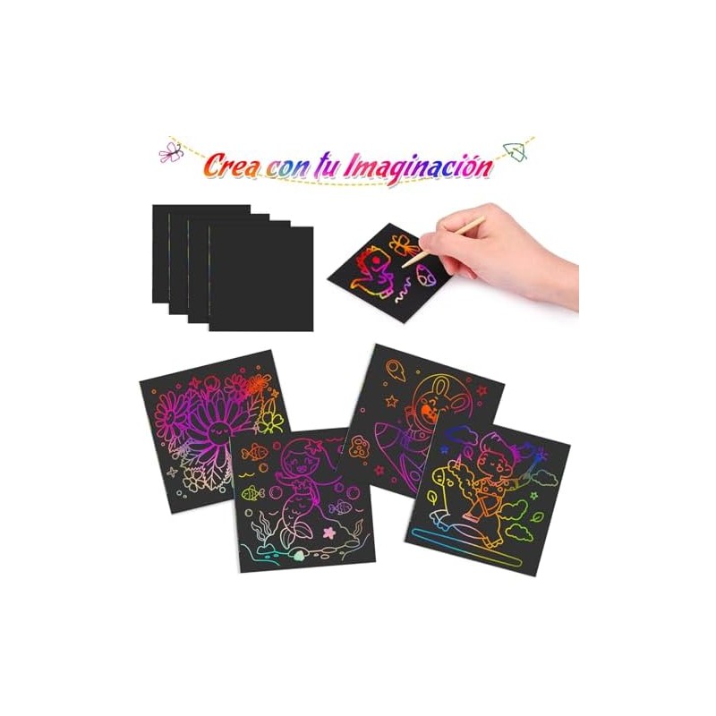 Kesote 100 Hojas Papel de Rascar + 2 Plumas de