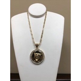 Hip Hop MENS NEW HIP HOP GOLD Tiger PENDANT Gold Plated 24" CHAIN NECKLACE