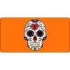 Sugar Skull Design On Orange Photo License Plate