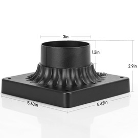 YSN Outdoor Post Light Mounting Base 2 Pack, 3 Inch Pier Mount Base, Aluminum Pier Mount Adapter in Black Finish, 5.63" L x 5.63" W x 2.9" H