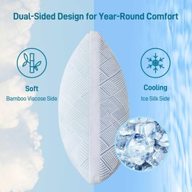 Alkyonos Shredded Memory Foam Cooling Soft Bamboo Viscose Pillows King Set of 2, Adjustable Hypoallergenic Hotel Quality Pillows for Stomach, Back and Side Sleeper, Oeko-TEX Certified