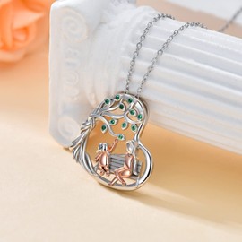 Flpruy Animal Necklace 925 Sterling Silver, Cute Animal Necklace Jewellery, Birthday Gifts Women Girls Ladies, Sterling Silver, Cubic Zirconia