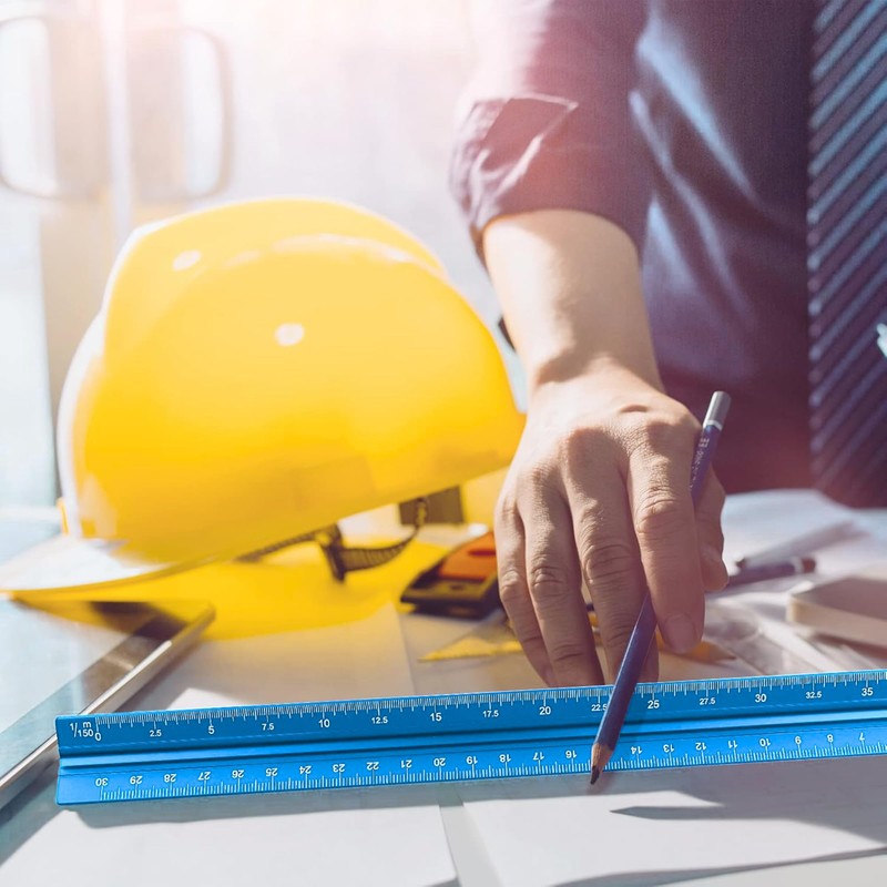 Professional Triangular Ruler, 30 cm, Made of Metal Ruler, 30