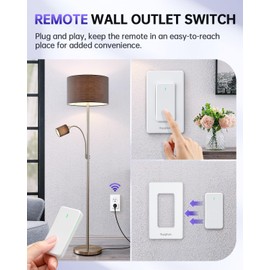 HAPYTHDA Remote Control Outlet, Wireless Wall Mounted Light Switch, 15A/1500W Remote Plug in On Off Switch for Lamps & Household Appliances, No Wiring, 300 FT RF Range, Compact Design, TUV Listed