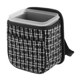 A ABSOPRO Car Trash Can Portable and Hanging 5.9" Length 4.3" Width 7.5" Height Trash Bin Fabric Black 1 Pcs