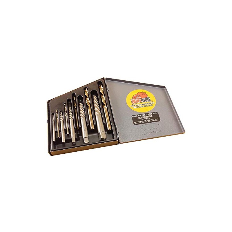 Drill Hog 10 Pc Spiral Screw Extractor Left Handed Cobalt