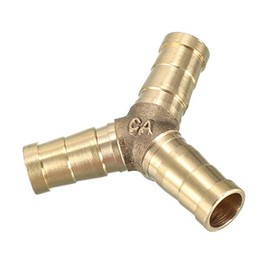 uxcell Barb Hose Fittings Brass Material 10mm Barb Gold Tone Y-Type 3-Way Connector