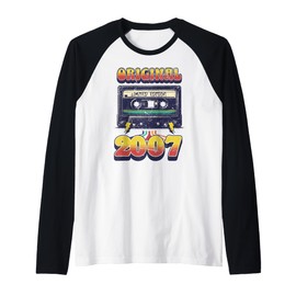 18th Birthday Retro Vintage 2007 Men Women Raglan Baseball Tee