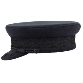 Cappelleria Melegari Nautical Hat with Peak, Fabric Wool and Cashmere, Prince Heinrich, Explorer Polar for Men and Women, Autumn Winter, blue