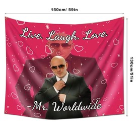 Myqiqi Mr Worldwide Tapestry, Live Laugh Love Funny Tapestry with Metal Ring Hooks for Indoor or outdoor Wall Hanging Decor (130 * 150cm)