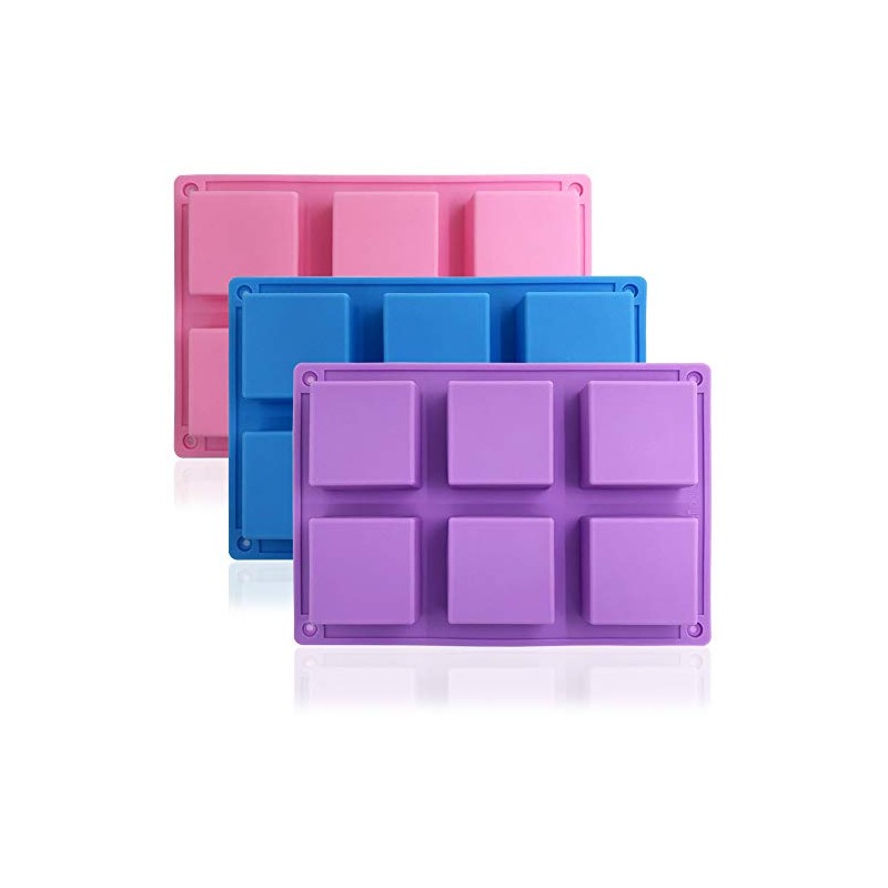 3 Packs 6 Cavidades Silicona Molde Pastel (Morado, Azul, Rosa),