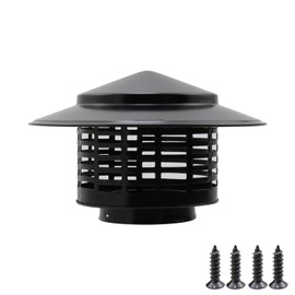 T Tulead Round Chimney Cap with Cone Top, 75mm/2.95" Stainless Steel Cover Black Exhaust Cap with Screws