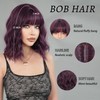 PARK YUN Dark Purple Short Bob Wavy Wig with Bang