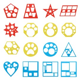 Set of 16 Geometric Shapes Stencils, Drawing Stencils Set, Reusable Stencils Drawing for DIY Crafts