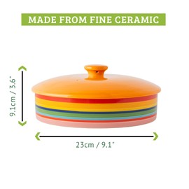 Chef Tacos Ceramic Tortilla Warmer with Lid, Colorful Tortilla Holder, Rainbow Tortilla Storage Container, Ceramic Tortilla Holder with Lid, Container for Roti, Pancakes (8-Inch, 20 cm)