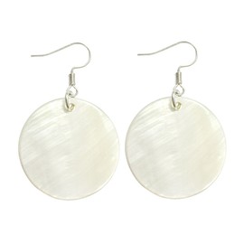 AMOR SPES Natural White Sea Shell Silver Drop Dangle Earrings Women Girl Gift Beach Jewelry (White)