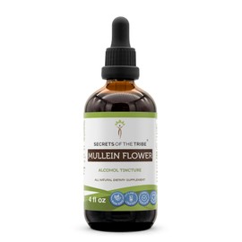 Secrets of the Tribe Mullein Flower Tincture Alcohol extract, High-potency Herbal Drops, Tincture made from Mullein (Verbascum Densiflorum) Dried Flower 4 oz