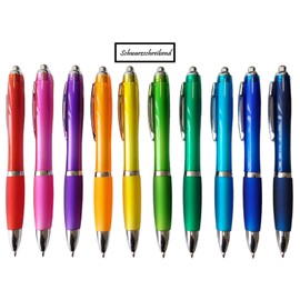 Libetui 10 Ergonomic Ballpoint Pen Set Black Ink Non-Slip Grip Zone Large Capacity Black Housing 10 Colours Retractable Ballpoint Pen Colourful Black Writing