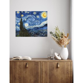 IPIC - Starry Night Vincent Van Gogh Paintings Giclee Canvas Print Wall Art Classic World Artworks for Home Decor, Total size: W 20" x H 16"