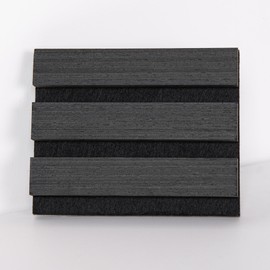 Sample Wood Salt Acoustic Wall Panels, Soundproof Wooden Wall Panels, 3D Fluted Sound Absorbing Panel, Dark Gray, Sample Pack