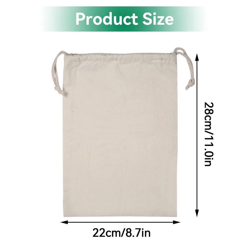 HERCHR Cotton Bag with Drawstring, Laundry Bag, Cotton Laundry Bag,