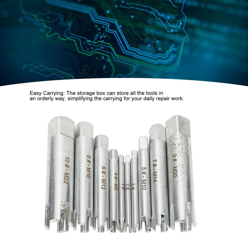 10Pcs Screw Tap Extractor Set Quenched Alloy Steel Broken Screw