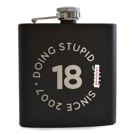 Stupid Since.. Black Hip Flask - Funny 18th Birthday Gifts for Boys and Girls