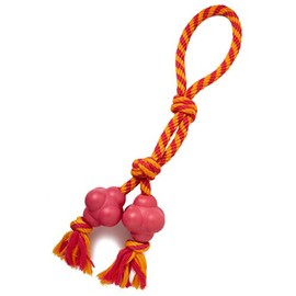 Pistachio Pet Dog Toy - Rope And Rubber Ball Toy 18" (Red)