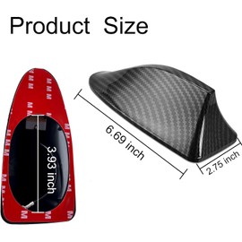 nodteem 1 PC Car Shark Fin Antenna, 6.77" x 3.03" x 2.55" ABS Painted Surface Self-Adhesive Smooth Linear Tail Antenna, Non-Destructive Mounting Accessories, for Most Models (Carbon Fiber Black)