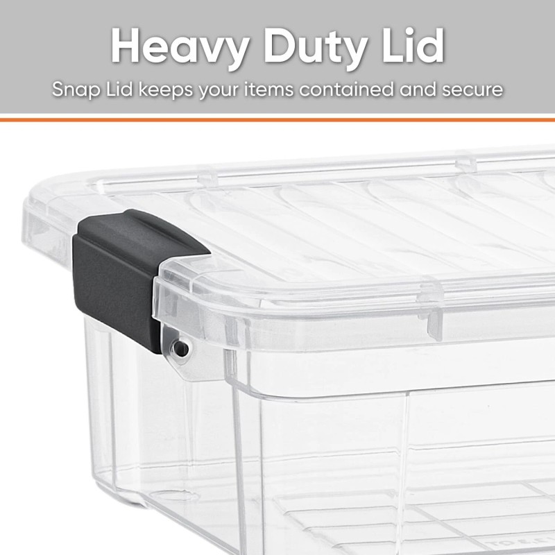 Superio Clear Storage Bins with Lids, 5 Pack- Plastic Storage