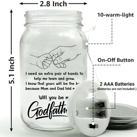 Godfather Proposal Gifts, Best Man Padrinos God Parents Presents Proposal Gifts from Godchild, Quieren Ser Mis Padrinos De Bautizo, Will You Be My Godfather Godparents Gift for Baptism Mason Jar 14oz