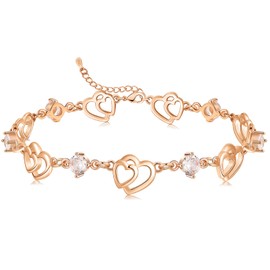 Cosie Lily Bracelet for Women,925 Sterling Silver Heart Bracelets for Womens, Cubic Zirconia Gold Plated jewelry for Ladies, Jewellery for Girls,Birthday Gifts for Mother