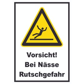 HB-Druck Vorsicht Bei Nässe Rutschgefahr Sign A4 (210 x 297 mm)