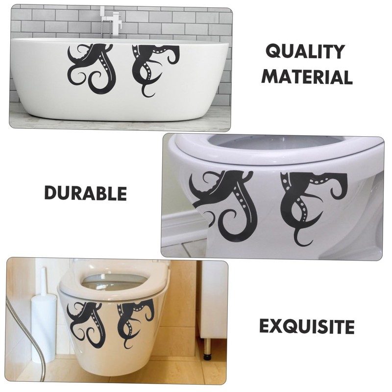 TOVINANNA 4sheets Octopus Wall Stickers Funny Toilet Decor for Bathroom