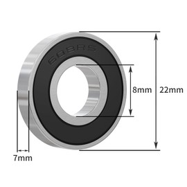 Skweawert 8Pcs 608RS Deep Groove Ball Bearings ID 8mm x OD 22mm x Width 7mm 608-2RS Double Rubber Seal Deep Groove Ball Bearings Miniature Bearing Industrial Bearing