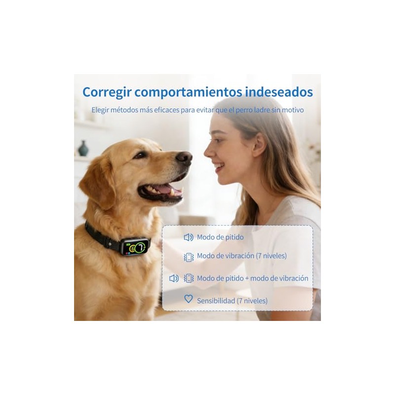 JESWO Collar Antiladridos Perro con Pantalla y 7 Sensibilidades Ajustables