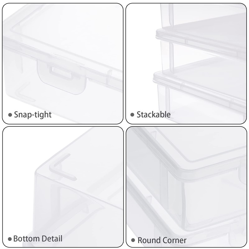 BTSKY 2 PCS Medium Size Clear Stackable Rectangular Storage Box