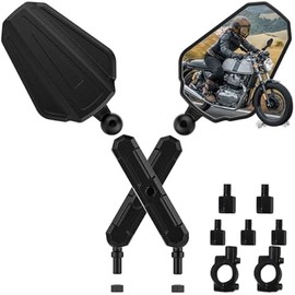 Upgraded Adventure Motorcycle Mirror, Ball-Head ATV Rear View Mirror No Vibration & Wobble With 8/10MM Screw and 7/8" Handlebar Aluminum Mount Compatible with ATV Dirt Bike and More