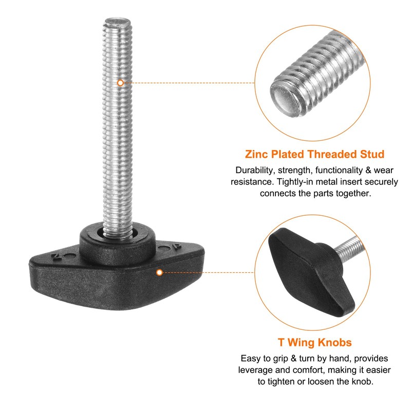 QUARKZMAN Pack of 4 Thumb Screws M6 x 45 mm