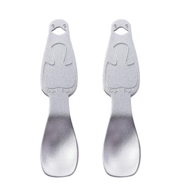 Ice Cream Spoons, Set of 2, Easy to Eat, Cute Penguins (2 Silver)