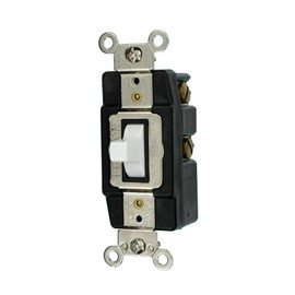 Leviton 20-Amp 120/277-Volt Toggle Single-Pole AC Quiet Switch, 1257-W, White