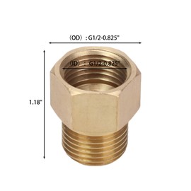 Tranq Sturdy 2 Pcs Brass Reducer Hex Bushing Threaded Pipe Fitting 1/2"G Male to 1/2"G Female - Essential Brass Fitting Pipe Hose Tube Adapter Converter