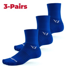 Swiftwick- ASPIRE FOUR (3 Pairs) Cycling & Trail Socks, Breathable, Compression Fit (Cobalt, Small)