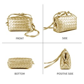 MEMRUI Woven Small Crossbody Bags for Women & Crossbody Purses for Women, Fashion Shoulder Handbag，Gold Small Purse