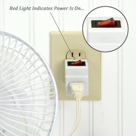 New! 3 Prong Grounded Single Port Power Adapter for Outlet with On/Off Switch to be Energy Saving with Indicator Light - 3 Pack……
