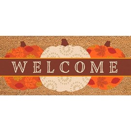Evergreen Flag Fall Coir Sassafras Switch Mat Inserts, Interchangeable Front Door Coir Mat Outdoor & Indoor Entrance, 22 inchx 10 inch Sassafras Fall Doormat for Entryway - Welcome Fall Pumpkins