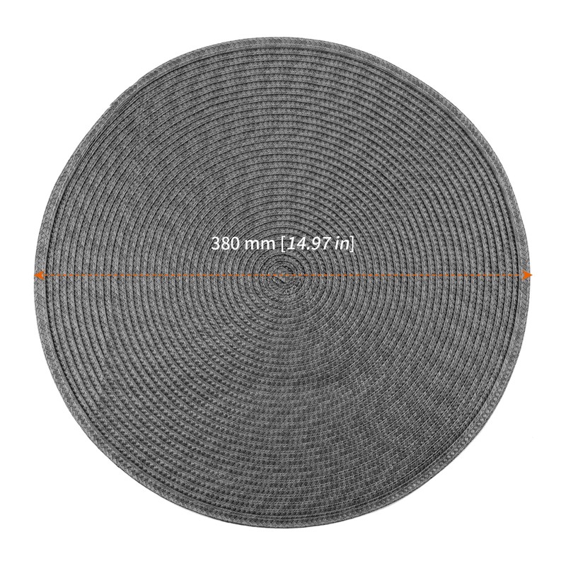 UNGFEI 10 PCS Dark Grey Round Table Placemats, 38cm Woven