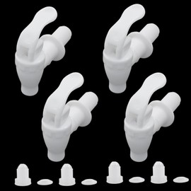 Waziaqoc 4 PCS Spigot for Beverage Dispenser, Plastic Spout for Drink Dispenser, Push Style Faucet Spigot Replacement for Drink Dispenser, Buffets Parties Glass Beverage Dispenser, White